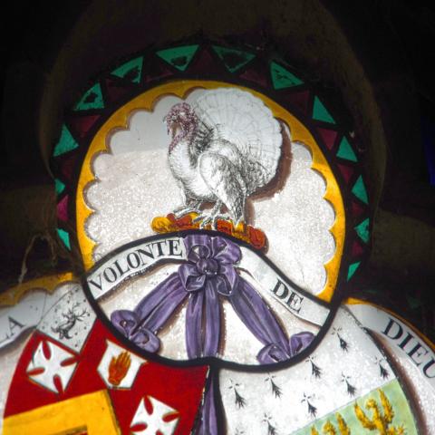 The Turkey crest of the Strickland family in Boynton Church.